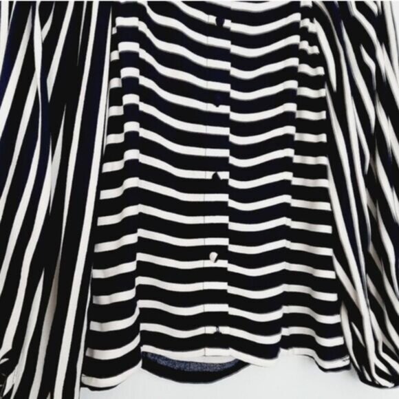 BANANA REPUBLIC Puff Sleeve Boho Square Neck Stripped Crop Blouse Sz S - Picture 12 of 13